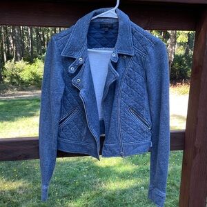 Topshop Blue Quilted Bomber Jacket